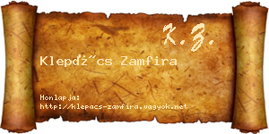 Klepács Zamfira névjegykártya